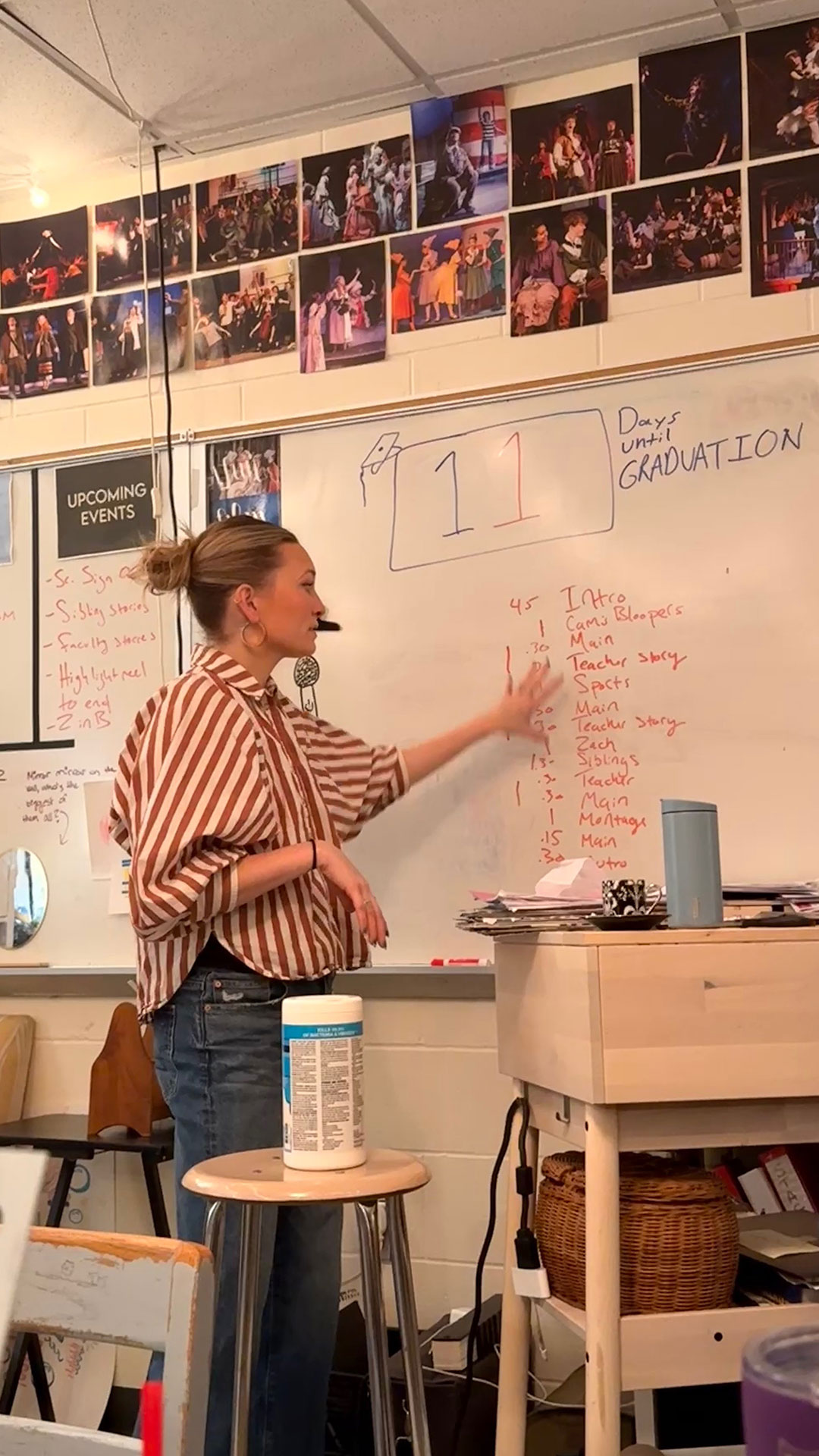 Ellie Fredrickson teaching at the whiteboard in her classroom